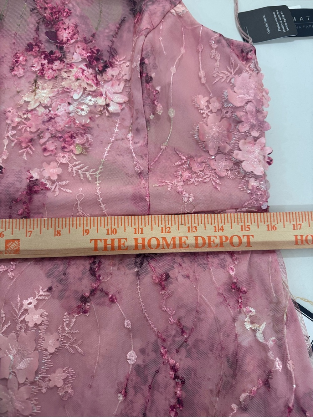 Aidan Matox Sz 10 Pink 3D Floral Sleeveless Midi Dress Sequin Boho - Picture 12 of 12